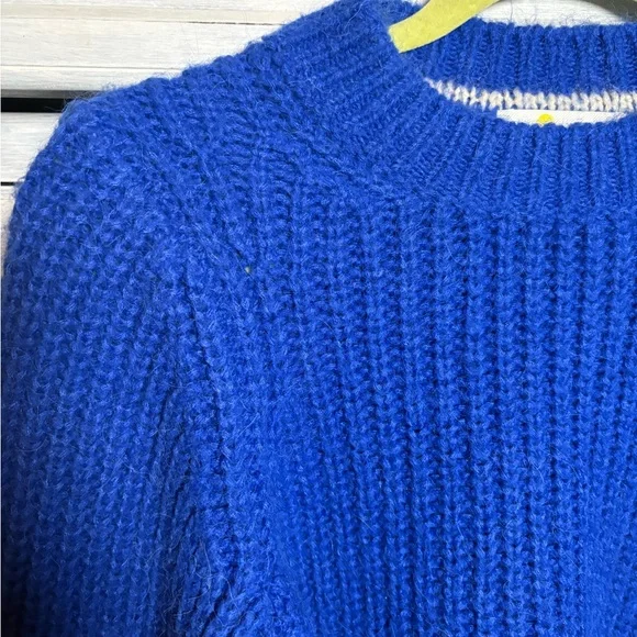 Boden Cobalt‎ Blue Chunky Knit Ribbed Balloon Sleeve Wool Alpaca Sweater Cozy - Picture 6 of 10